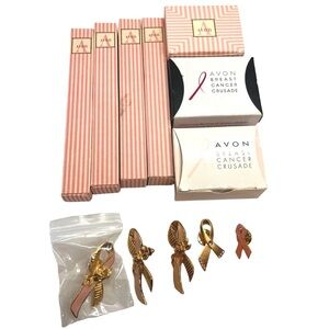 3/$30 VINTAGE AVON BREAST CANCER AWARENESS LOT JEWELRY EARRING BRACELET PIN PEN